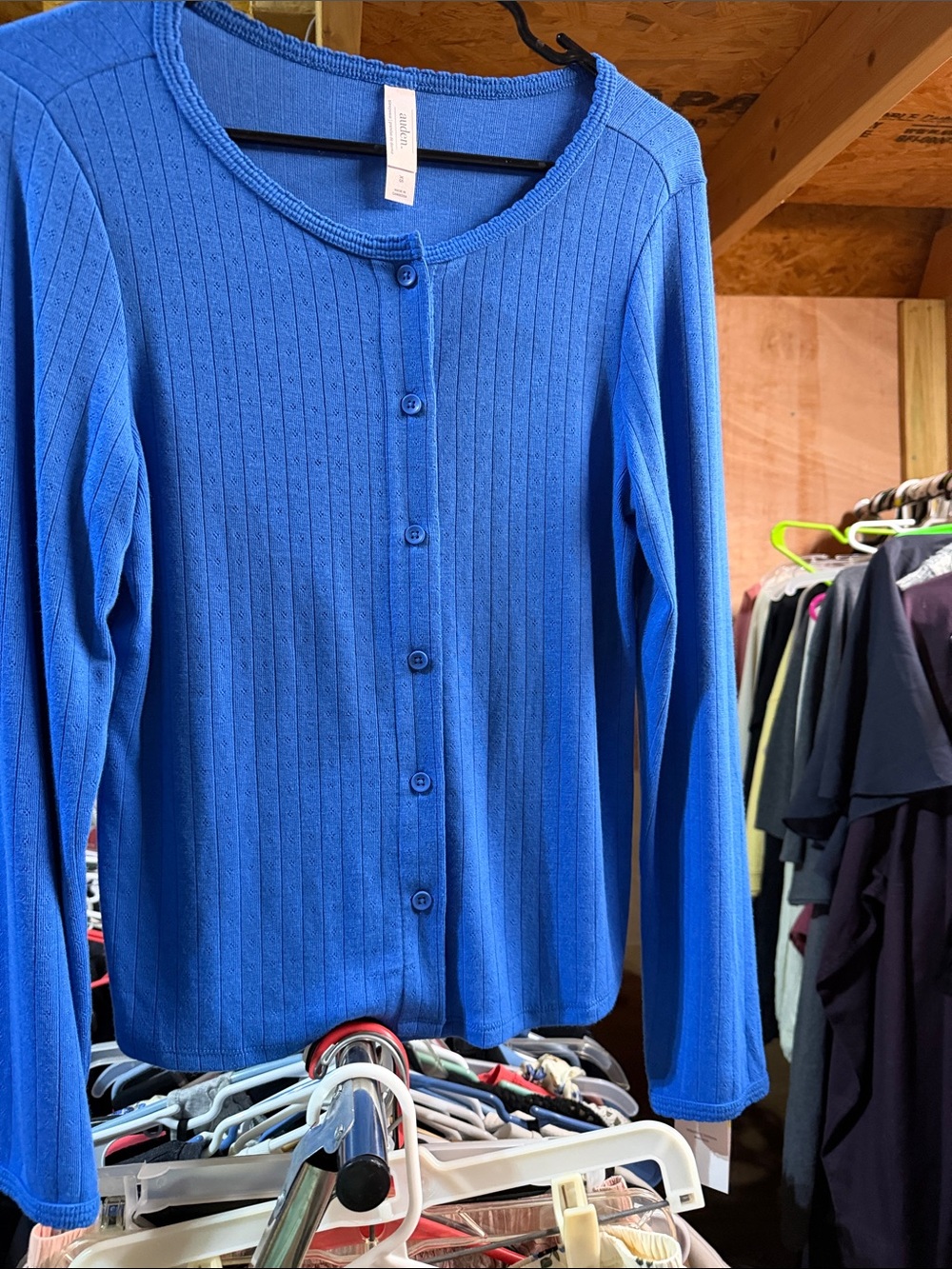 Cat & Jack Bright Blue Ribbed Button-Front Cardigan